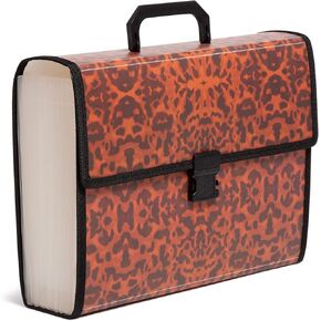 U Brands Expandable 26-Pocket Performance Poly File Folder, Office Supplies, Leopard Print, 13.11" x 10.24"