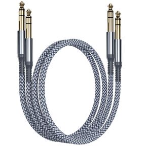 RUXELY 1/4 Inch TRS Guitar Cable 10FT 2-Pack,Instrument Straight 6.35mm Male Jack Stereo Audio Interconnect Cord,Quater Inch Balanced Lead Line for Electric Guitar,Bass,Keyboard,Amplifier,Amp,Speaker