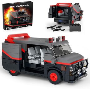 مجموعة مكعبات بناء The A Team Van، مجموعة بناء GMC Vandura 1983، مكعبات شاحنة سوداء لفريق A لمحبي هدية عيد ميلاد للبالغين، سيارة سوداء لمركبات ألعاب الأطفال، مجموعة ديكور المنزل (438 قطعة)