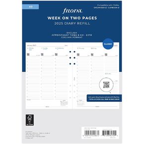 Filofax A5 Week on two pages column format English 2025 diary