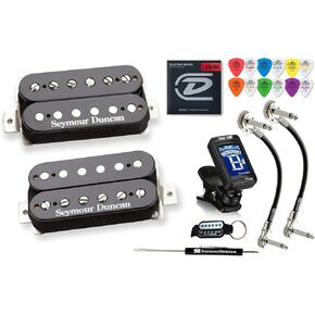 Seymour Duncan Hot Rodded Humbucker Set Matched SH-2n Jazz SH-4 JB Guitar Pickup Tonebird Bundle (Black)