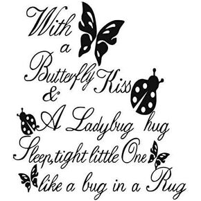 with a Butterfly Kiss and a Ladybug Hug Sleep Tight Little One Like a Bug in a RugInspiring Quotes Art Decor Inspirational Lettering Wall Art for Kids Room Bedroom Nursery