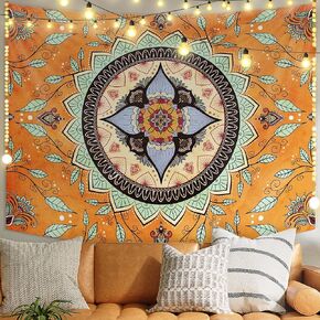 Hersillage Bohemian Tapestry Wall Hanging Mysterious Mandala Tapestry Aesthetic Tapestry Psychedelic Vintage Wall Hanging Decor Tapestry Bohemian Hippie Home Decor for Bedroom Living Room Dorm