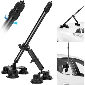 Suction Car Mount for Insta360 X4/X3/X2/GO2/3S Comepatible with Gopro Max 360 Outside Camera with 47"Invisible Selfie Stick 5 in 1 Suction Camera Mount for Action Camera(with locking selfie stick)