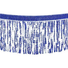 uxcell 10 Yards Sequin Fringe Trim 6.3 Inch Wide Tassel Fringe Sewing Trim Ribbon Polyester for DIY Craft Sewing Curtain Pillow Dress Clothing Embellishment, Bright Blue