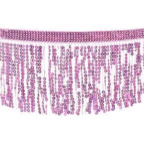 uxcell 10 Yards Sequin Fringe Trim 6.3 Inch Wide Tassel Fringe Sewing Trim Ribbon Polyester for DIY Craft Sewing Curtain Pillow Dress Clothing Embellishment, Pink