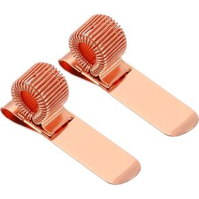 PATIKIL Pen Holder Clips, 2Pcs Metal Horizontal Portable Single Spring Loop Pencil Organizer for Office Business Pocket Notebook Clipboard, Rose Gold
