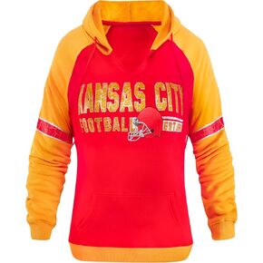 Womens Football City Fans V Neck Raglan Vintage Athletic Hoodies Pullovers Fleece Sweatshirts - Navy & White