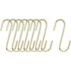 uxcell S Hanging Hooks, 5inch(120mm) Extra Long Steel Hanger, Indoor Outdoor Uses for Garden, Bathroom, Closet, Workshop, Kitchen, Gold Tone, 8Pcs