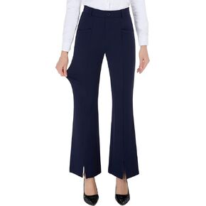 PUWEER Women's Wide Leg Pants Stretchy Work Slacks Business Casual Flare Work Cropped Ankle Pants with Pockets