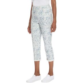 Ladies' Roll Cuff Capri (XX-Large, LT Blue Floral)
