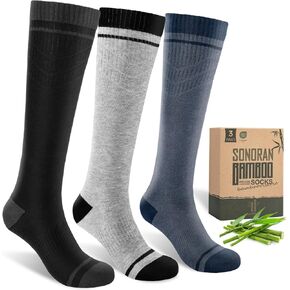 Bamboo Viscose Compression Socks for Women & Men (3 Pairs) 15-20 mmHg Knee High Support for Nurses, Travel, Pregnant