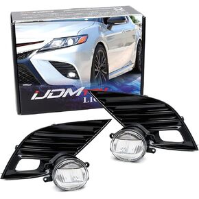 iJDMTOY JDM Style OEM-Spec Amber Yellow 15W LED Fog Light Kit Compatible with 2018-2020 Toyota Camry SE & XSE, Includes (2) LED Fog Lamps, Gloss Black Bezel Covers, On/Off Switch Relay Wiring Harness