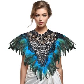 Black Feather Shawl for Women Witch Wings Masquerade Cape Halloween Costumer Accessories
