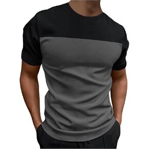 Verdusa Men's Color Block Short Sleeve T Shirts Round Neck Tee Tops