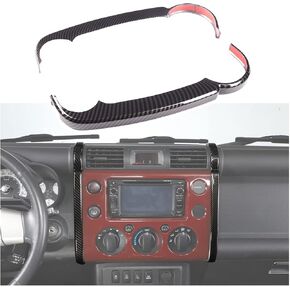 Navigation Side Trim Cover Fit for Toyota FJ Cruiser 2007-2021, ABS Center Console Dashboard Navigation Side Strip Trim Cover, 2 PCS, Carbon Fiber Pattern Black