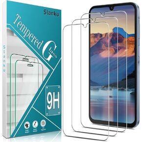 Slanku [واقي شاشة مكون من 3 قطع لهاتف Samsung Galaxy A15 5G / A15 من الزجاج المقسى، حساسية اللمس، خالي من الفقاعات، مضاد للخدش