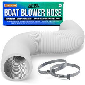 Boat Blower Hose 3 Inch Marine Exhaust Hose 10' Bilge, Engine Compartment, Head, Galley or Dryer Vent Hose 3 Inch Duct Hose 3 Inch Marine Blower Hose Flexible PVC White 3 Inch Duct Hose