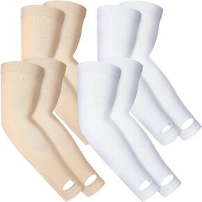 Janmercy 4 Pairs Protective Arm Sleeve for Thin Skin Elderly Skin Protector Sleeve Bruising Abrasions Arm Protection Sleeve(Mixed Color)