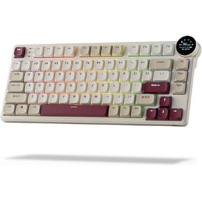 RK ROYAL KLUDGE N80 Low Profile Mechanical Keyboard w/Smart Display Screen & Knob, 75% Top Mount 3-Modes Wireless Mechanical Keyboard, Software Support, Massive Battery, 80 Keys, Tactile Brown Switch
