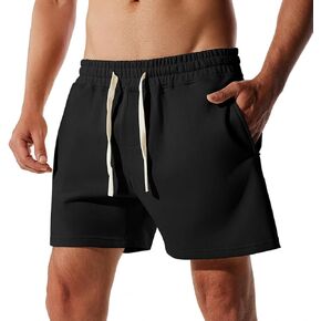NIMENJOJA Mens 5.5" Athletic Gym Shorts Cotton Workout Jogger Sweat Shorts with Upgrade YKK Zipper Pockets and Drawstring