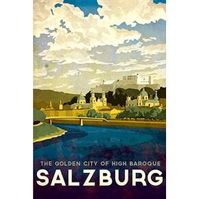 Vintage Art Salzburg Sticker (Austria Austrian City Travel rv Visit Vinyl Decal (3 x 4 inch)