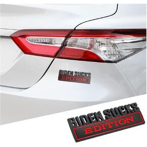 zipelo Biden Sucks Sticker for Car, 3D Auto Anti-Biden Funny Metal Decals, Waterproof Impeach Biden Emblem Sticker for Fender Rear Bumper, Vehicle Door Body Decoration Decal (Black/Red)