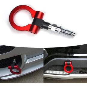 Pack-1 Car Front Bumper Tow Hook, Trailer Ring Replacement, Aluminum Bumper Pull Ring, Racing Recovery Hook, Screw-on Vehicle Modification Kit, for Most Cars, Trucks, Trailers (Black)