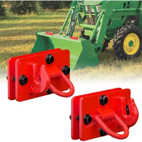 Tractor Bucket Hooks with Tie Down Ring 3/8" Forged Grab Hooks G70 and 1/2" Forged D rings G70 Mount with Backet Plate 1/2" Grade 10.9 Bolts and Nut Work Well for RV UTV Truck MBS 15,000 lbs (Orange)