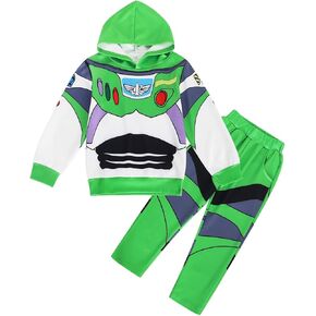 زي AmzApparel للأولاد Buzz Lightyear، سويت شيرت بغطاء للرأس بأكمام طويلة، ملابس تنكرية للهالوين والكريسماس