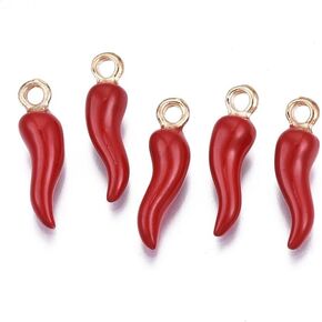 DanLingJewelry 100Pcs Hot Pepper Charms Enamel Red Pepper Vegetable Food Charms for Bracelets Necklaces Making