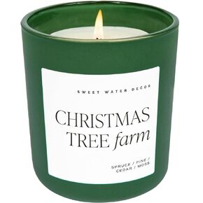 Sweet Water Decor Holiday Candle | Citrus, Cloves, Black Dahlia Petals, and Pine Cones Scented Candle for Home | 15oz Green Jar, 70+ Hour Burn Time, Made in the USA