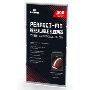 Resealable Team Bags for 35PT Magnetic Card Holders, Exact Fit Sleeves for 35 PT Card Holders (500 Count)