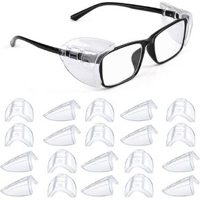 MELASA 12 Pairs Eye Glasses Side Shields, Flexible Slip on Side Shields for Safety Glasses Fits Small to Large Eyeglasses Universal