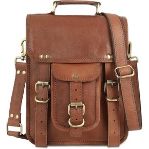 URBAN LEATHER 12 inch Small Messenger Bag Shoulder Bags Cross Body Brown Vintage Satchel Handbag for Men Women Tablet Purse