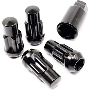 Set of 4 Veritek 14x2.0mm 1.75 Inch Black Acorn Bulge Tuner Socket Style Wheel Locks for Aftermarket Custom Wheels Ford F-150 F150 Lincoln Navigator SUV Truck