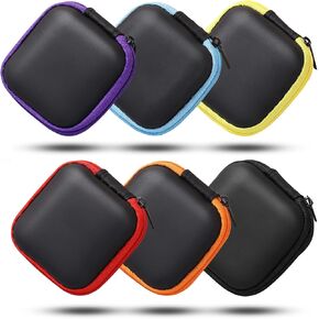 Earbud Case Earphone Carrying Case Portable EVA Headphone Case Storage Bag Organizer or Earphone, Earbud, Earpieces, SD Memory Card, Camera Chips (Black)