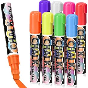 Window Chalk Markers for Glass Washable – 8 Colors Jumbo Liquid Chalk Markers with 10mm Tips, Car Paint Pen Window Markers for Chalkboard Paint, Blackboard, Auto Windshield, Glass, Mirrors, Poster