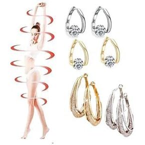 4pairs Lymphatic Earrings For Women Gold Silver Germanium Lymphatic Drainage Hoop Acupuncture Dainty Jewelry Earrings For Women