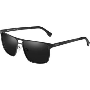 Rectangle Polarized Sunglasses for Men UV Protection Driving Glasses with Metal Frame