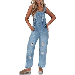 Cicy Bell Womens Denim Overalls Loose Fit Summer Baggy Distressed Adjustable Strap Jeans Overall Jumpsuits
