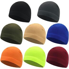 8 Pcs Winter Watch Skull Caps Warm Tactical Polar Fleece Beanie Hat Windproof Unisex Skull Cap for Running Cycling
