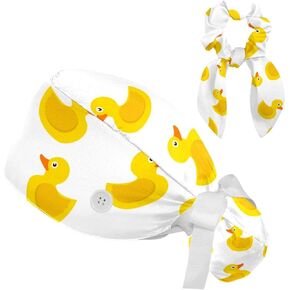 Women's Working Caps with Scrunchies Frogs on Lotus Lace-Up Hat Unisex Hair Covers One Size