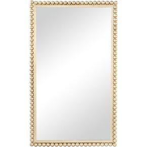 CosmoLiving by Cosmopolitan Metal Room Wall Mirror Entryway Mirror with Beaded Detailing, Wall Mounted Mirror 24" x 1" x 40", Gold