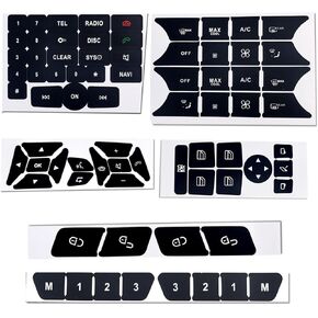 Car Interior Button Decals Stickers for Mercedes Benz A W176 B W246 C W204 E W212 CLS W218 SLK R172 GLK X204 SL R231 AC Radio Steering Wheel Air Conditioner Number Door Repair Sticker Kit