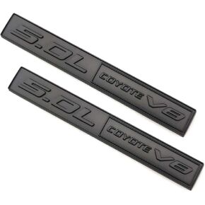 2pcs 5.0 Coyote V8 Emblem 3D Trim Fender Hook Trunk Badge Decal Sticker Nameplate Replacement for 150 Mustang (Matte Black)