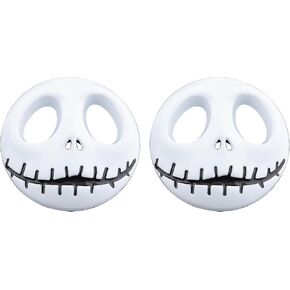 Skull Pumpkin Face Emblem,Jack Skellington Car/Motorcycle Badge,Metal Sticker Decoration,a set of 2pcs (White)