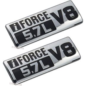 2pcs IFORCE 5.7L V8 Badge Side Emblem, 3D Door Badge NamePlate Decals Stickers Replacement for IFORCE (Chrome Black)