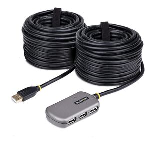 StarTech.com USB Extender Hub, 24m USB 2.0 Extension Cable with 4-Port USB-A Hub, Active/Bus Powered USB Repeater Cable, Optional 10W Power Supply Incl., Level 4 ESD Protection (U02442-USB-EXTENDER)