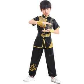 Mens Childrens Kids Kung Fu Master Tai Chi Dragon Chinese Uniform Outfit Costume Top Shirt Pants Set